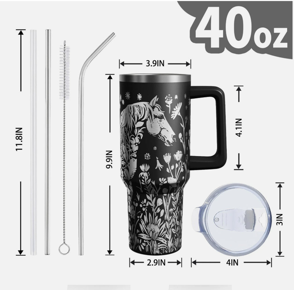 Horse 40oz Tumbler With Handle