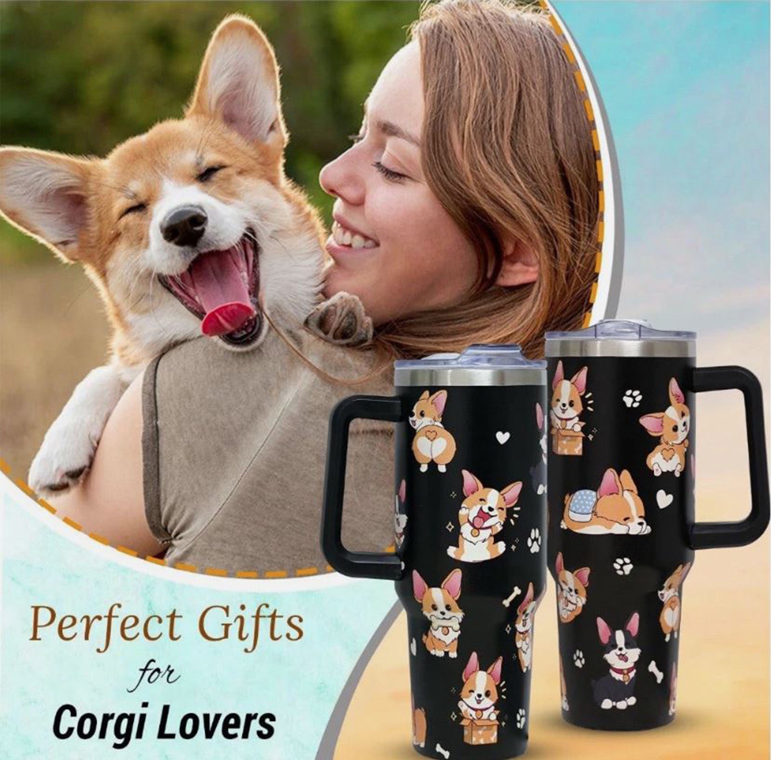 Corgi 40oz Tumbler With Handle